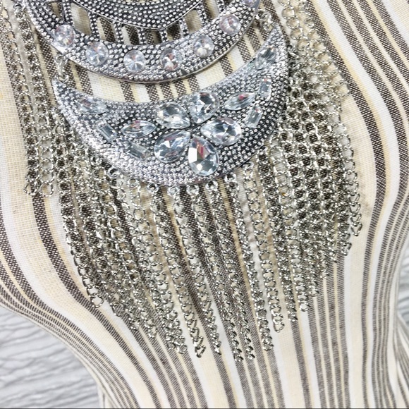 Silver & Rhinestone Boho Statement Necklace - Picture 4 of 6